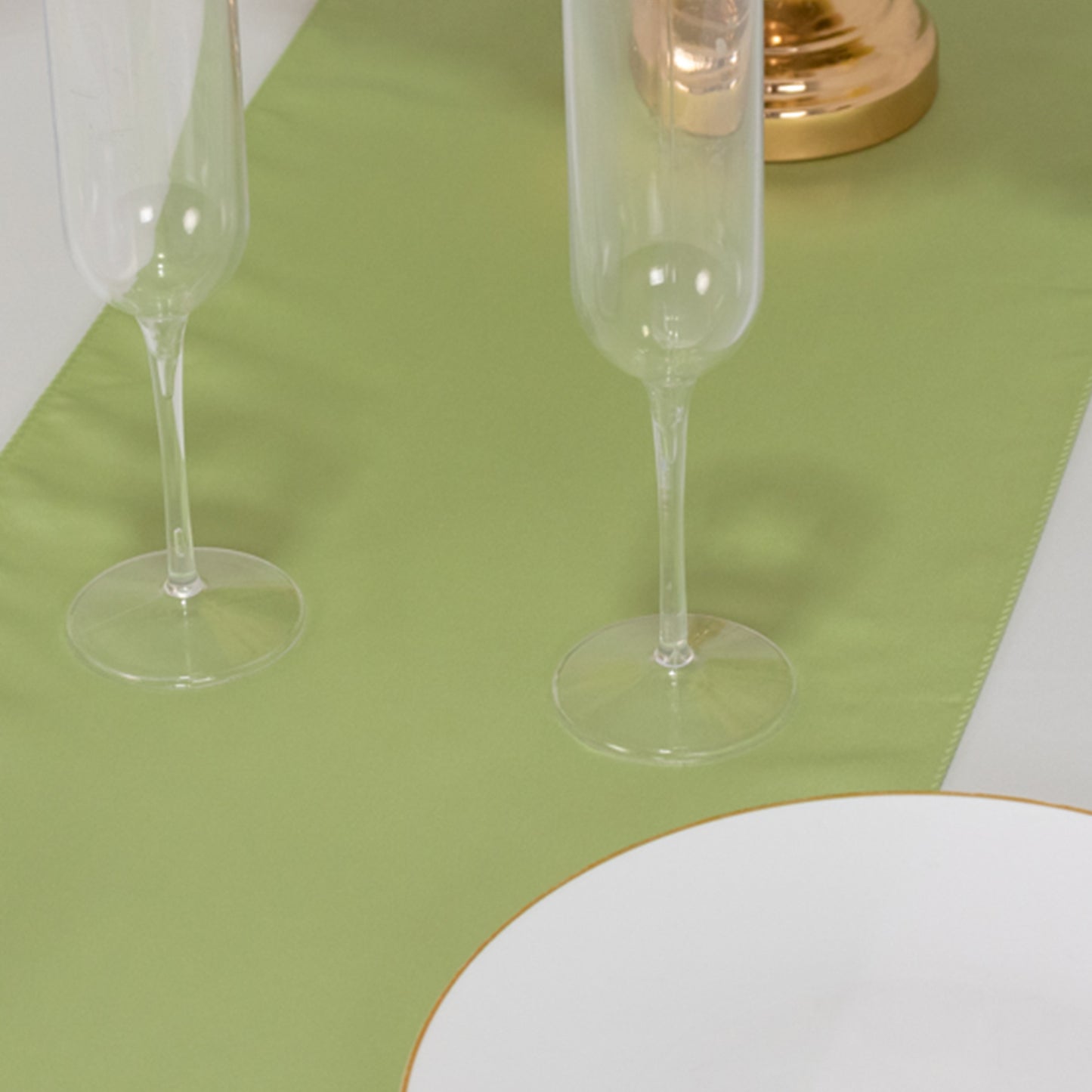 12"x108" Sage Green Lamour Satin Table Runner