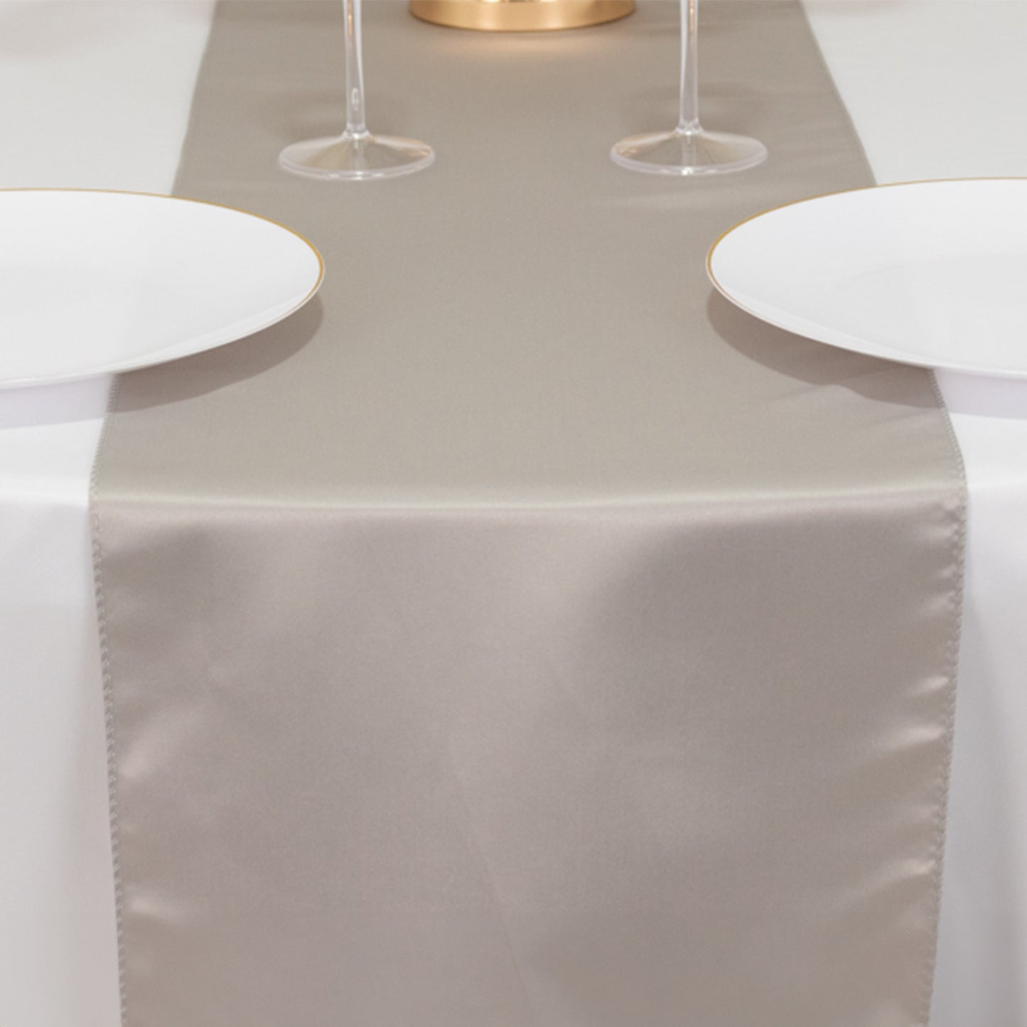 12"x108" Silver Lamour Satin Table Runner