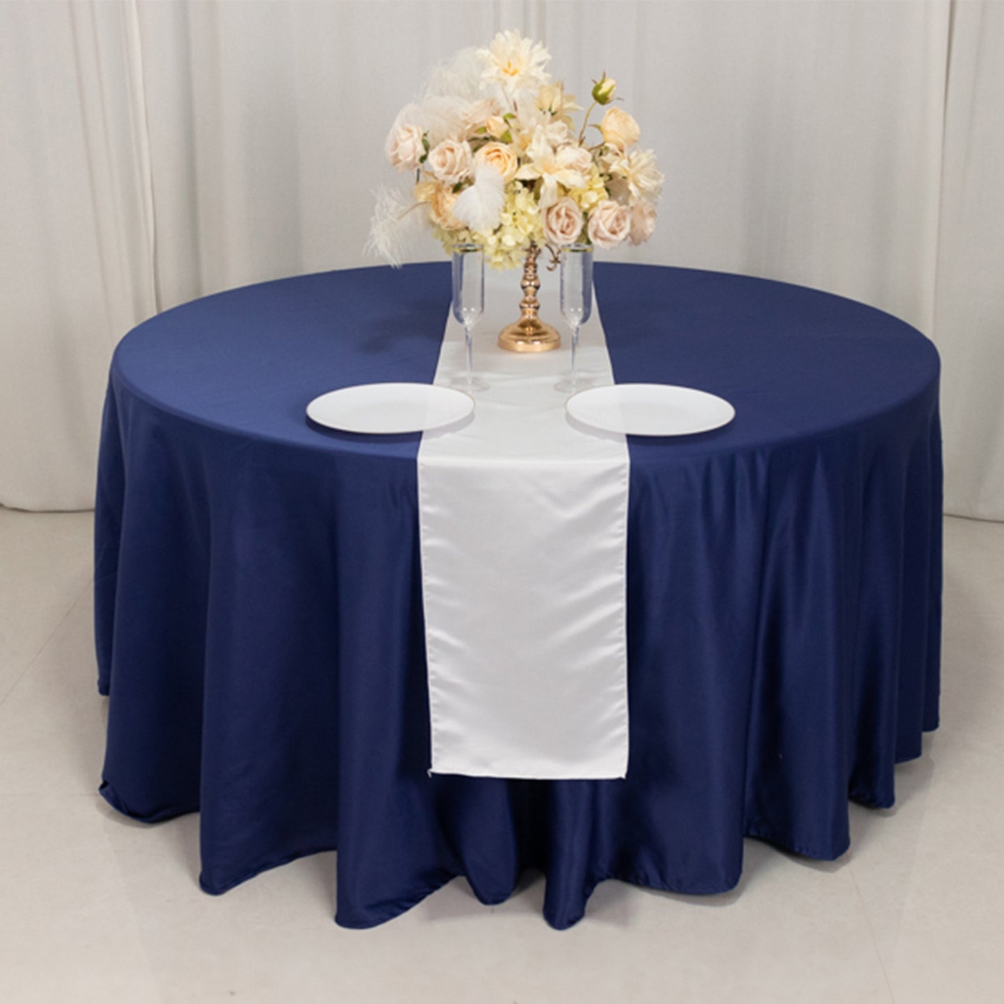 12"x108" White Lamour Satin Table Runner