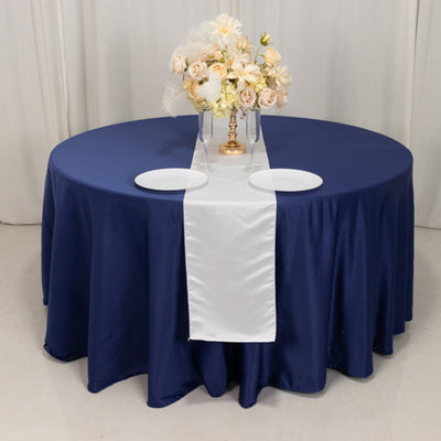 Sophisticated White Seamless Lamour Satin Table Runner 12"x108"