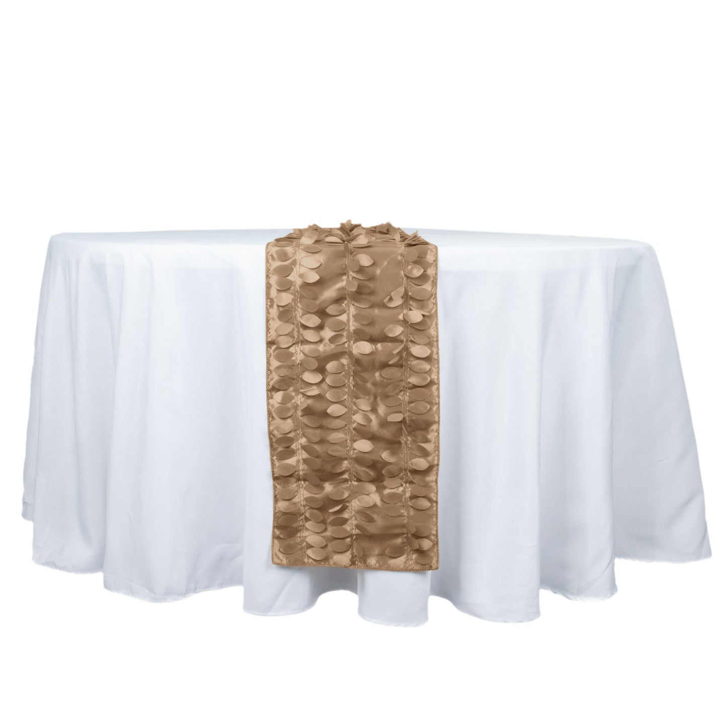 12"x108" Taupe 3D Leaf Petal Taffeta Fabric Table Runner