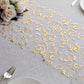 12"x108" Metallic Gold Mesh Table Runner with Embossed Foil Flower Design