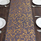 12"x108" Metallic Gold Mesh Table Runner with Embossed Foil Flower Design