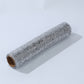 Metallic silver glitter table runner for event decoration.