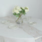 5 Pack White Mesh Organza Disposable Table Runners with Gold Foil Water Wave Pattern - 12"x108"