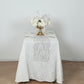 5 Pack White Mesh Organza Disposable Table Runners with Gold Foil Water Wave Pattern - 12"x108"