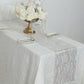 5 Pack White Mesh Organza Disposable Table Runners with Gold Foil Water Wave Pattern - 12"x108"