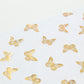 5 Pack White Sheer Organza Disposable Table Runners with Metallic Gold Foil Butterfly Motifs - 11"x108"