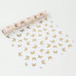 5 Pack White Sheer Organza Disposable Table Runners with Metallic Gold Foil Butterfly Motifs - 11"x108"