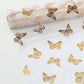 5 Pack White Sheer Organza Disposable Table Runners with Metallic Gold Foil Butterfly Motifs - 11"x108"