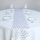 5 Pack White Sheer Organza Disposable Table Runners with Metallic Gold Foil Butterfly Motifs - 11"x108"