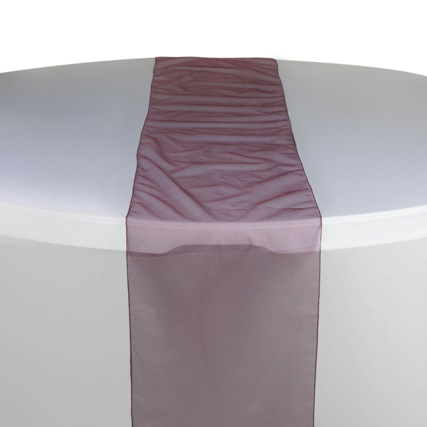 10 Pack Burgundy Sheer Organza Table Runners - 14"x108"