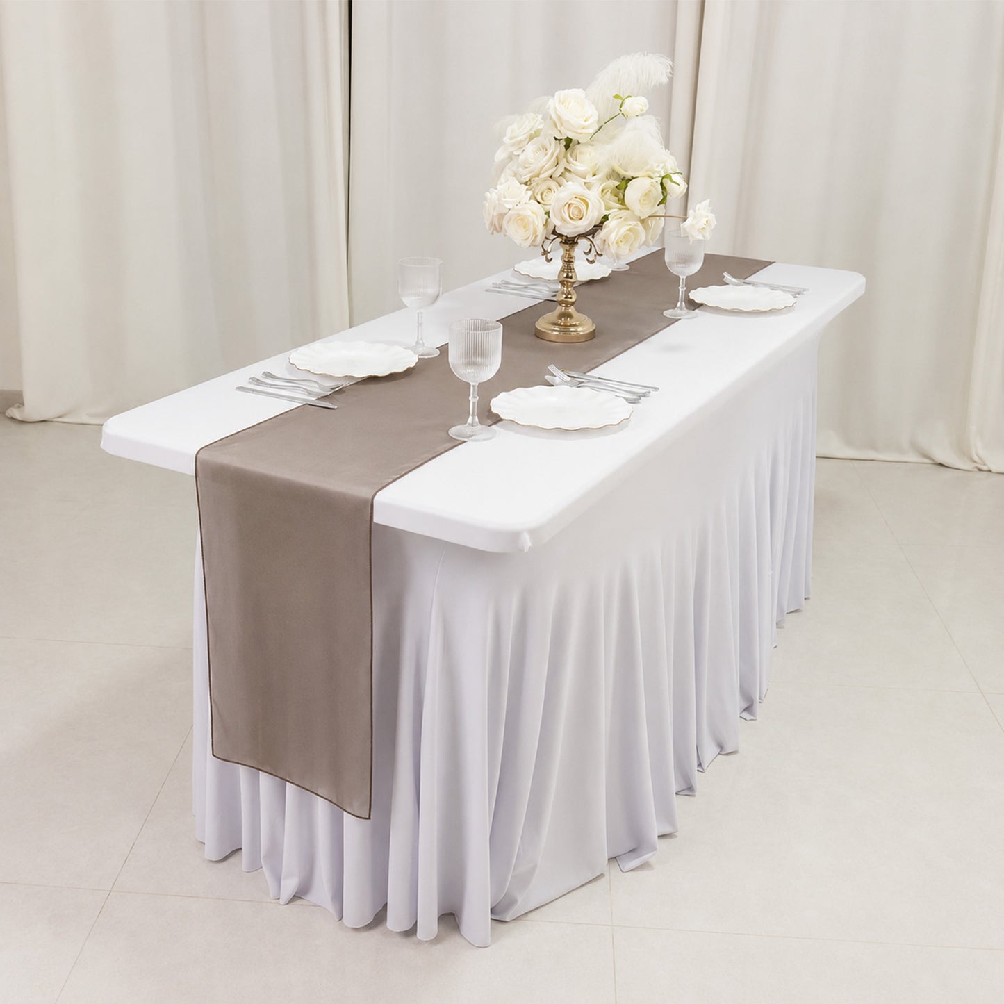 10 Pack Chocolate Sheer Organza Table Runners - 14"x108"