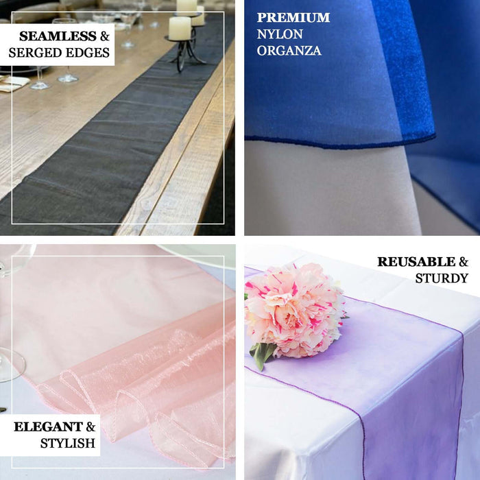 10 Pack Royal Blue Sheer Organza Table Runners - 14"x108"