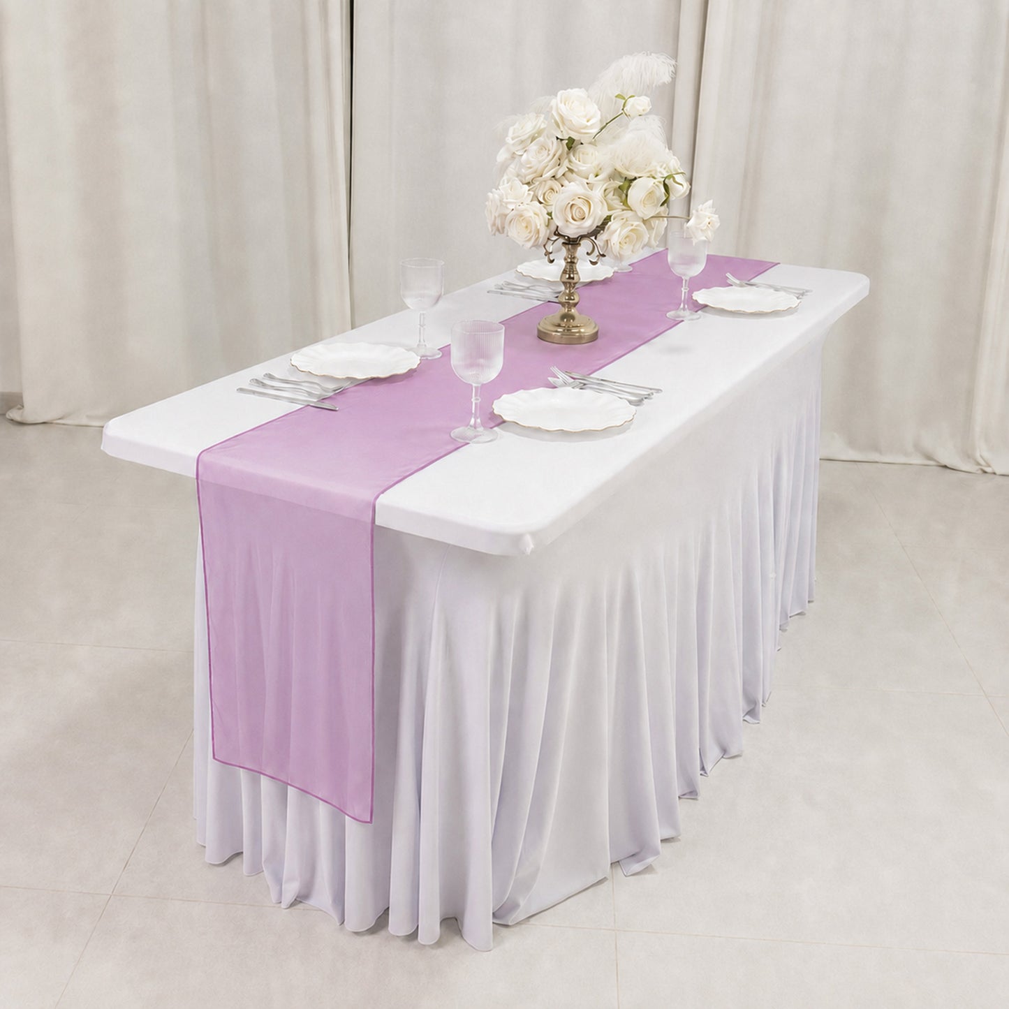 10 Pack Fuchsia Sheer Organza Table Runners - 14"x108"