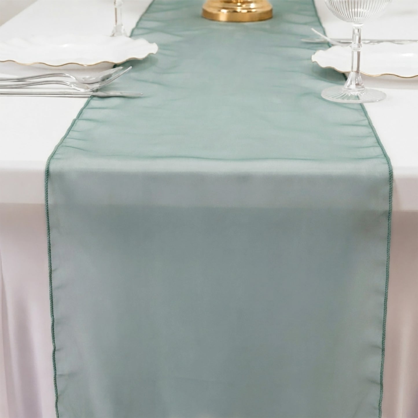 10 Pack Hunter Emerald Green Sheer Organza Table Runners - 14"x108"