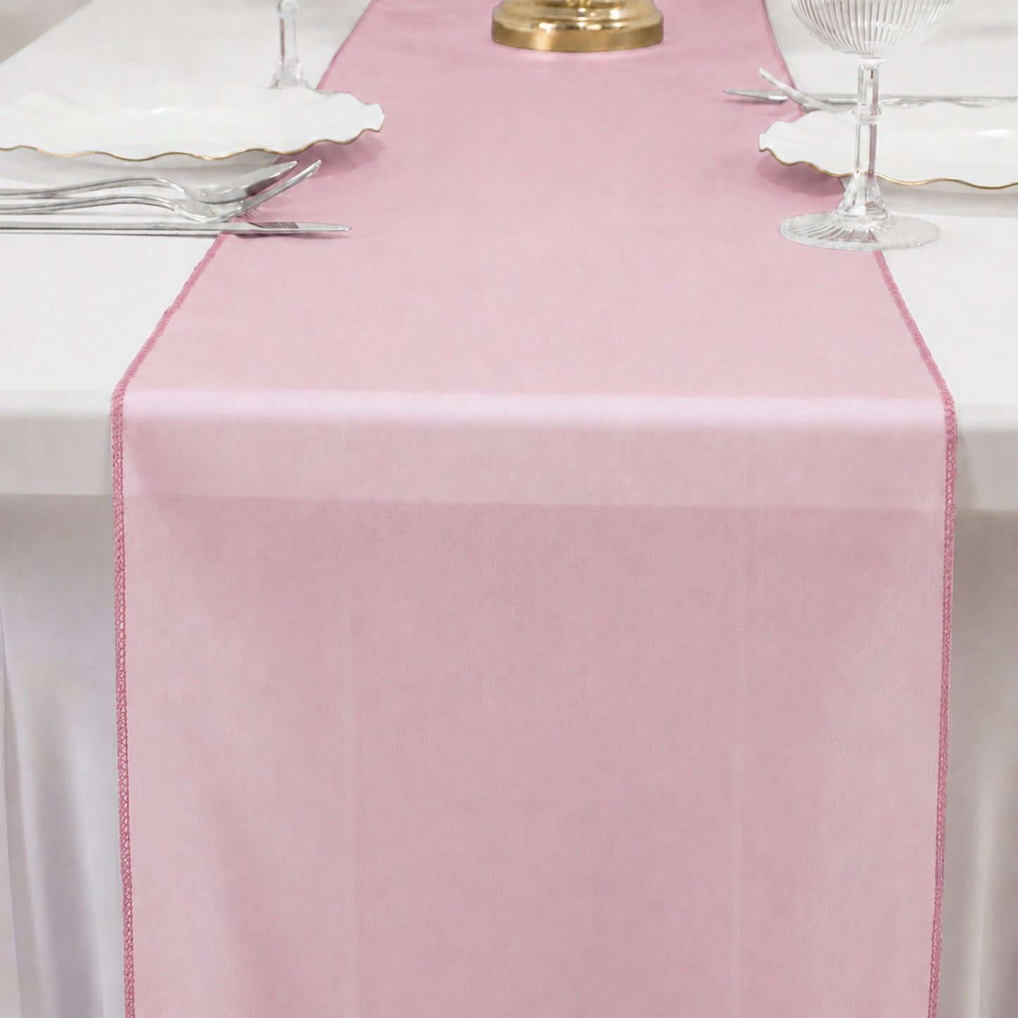 10 Pack Pink Sheer Organza Table Runners - 14"x108"
