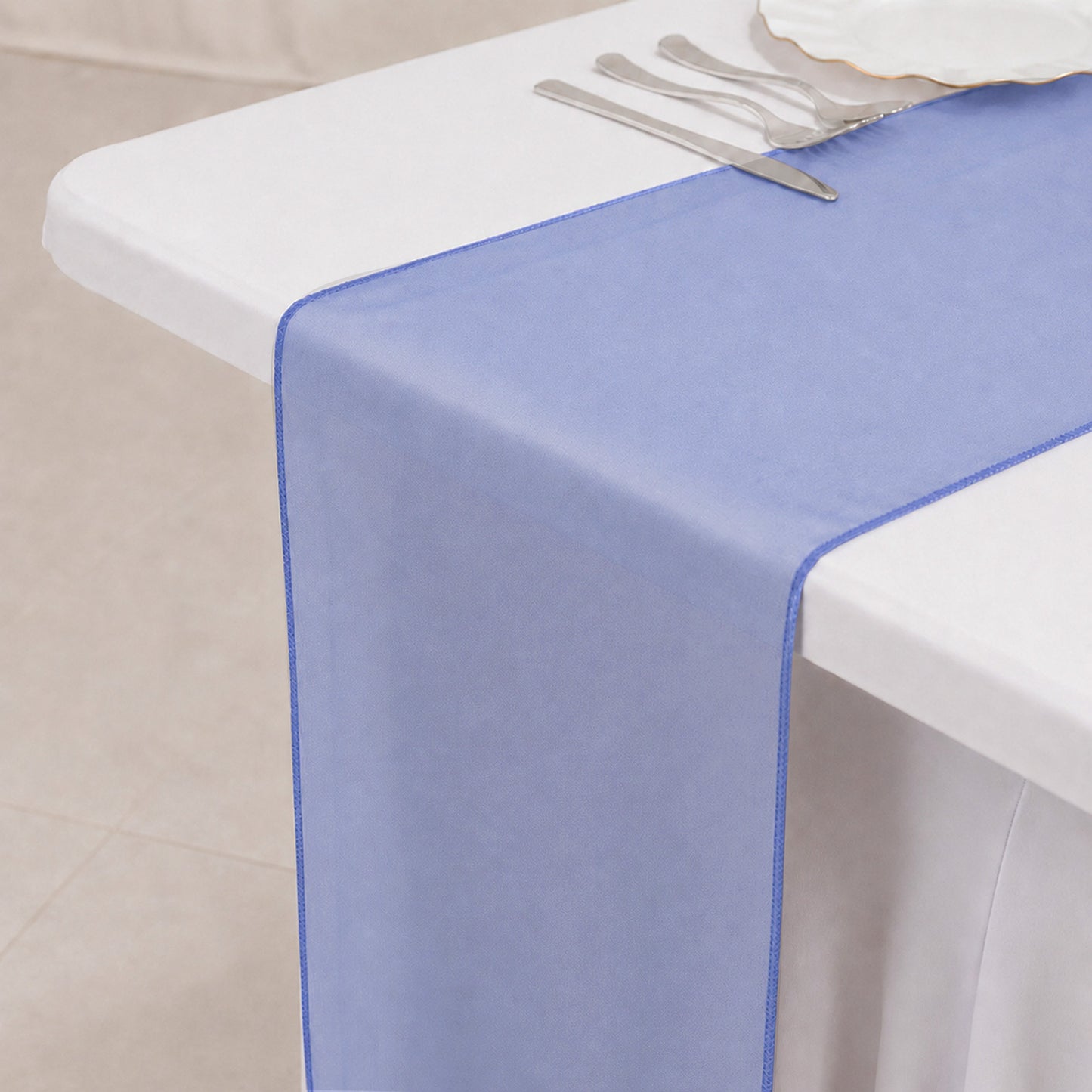 10 Pack Royal Blue Sheer Organza Table Runners - 14"x108"