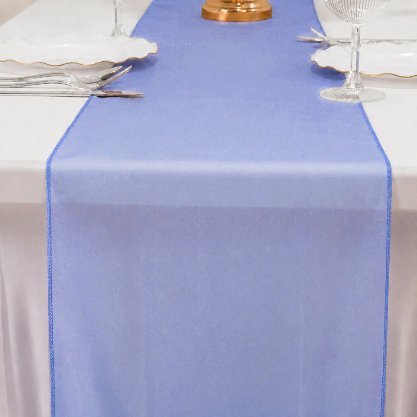 10 Pack Royal Blue Sheer Organza Table Runners - 14"x108"