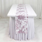 Polyester Table Runner 12"x108" White with Burgundy French Toile Floral Print - Stylish Reusable Tab