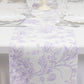 Polyester Table Runner 12"x108" White with Lavender Lilac French Toile Floral Print - Stylish Reusable Table Décor