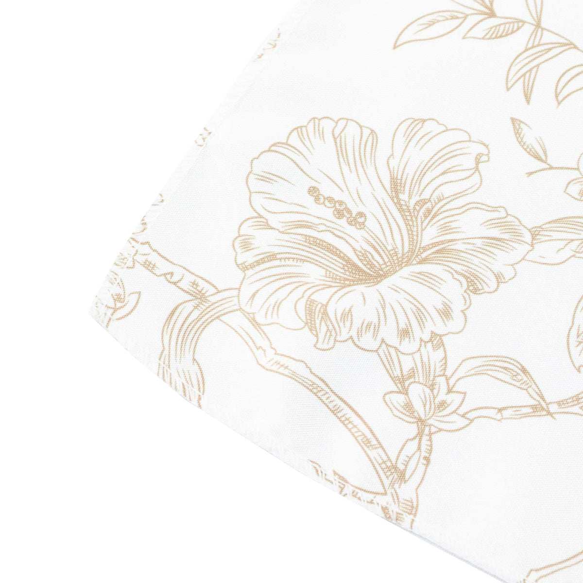 Polyester Table Runner 12"x108" White with Taupe French Toile Floral Print Reusable Table Décor