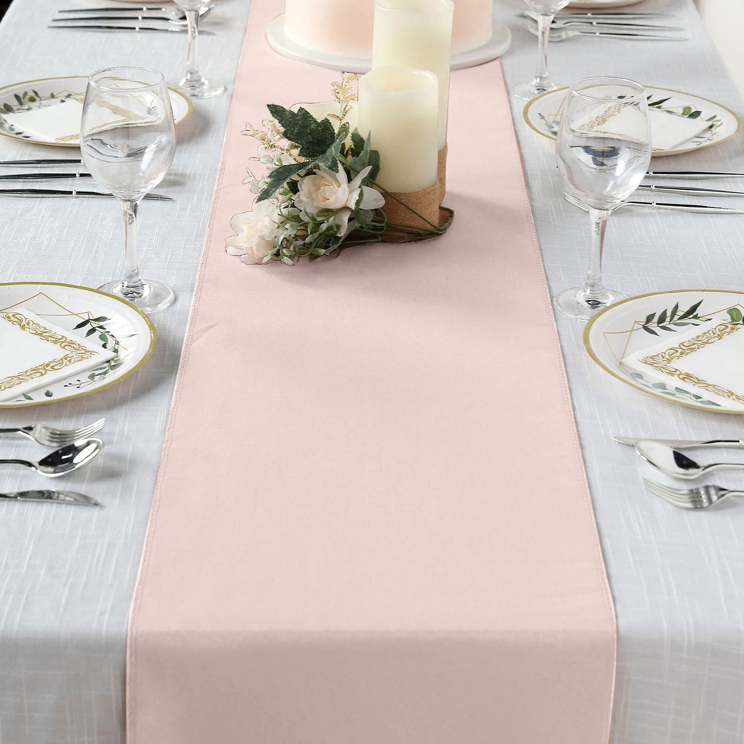 12"x108" Blush Polyester Table Runner