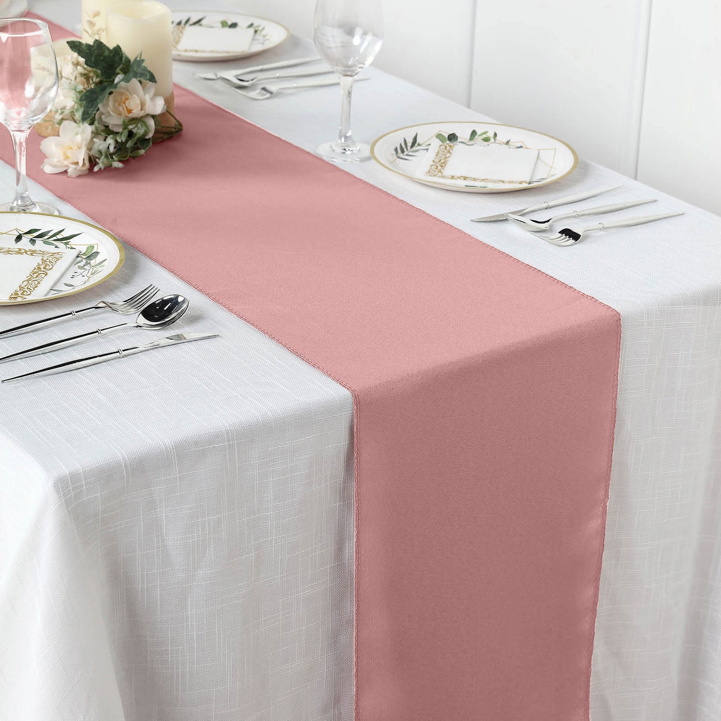 12"x108" Dusty Rose Polyester Table Runner