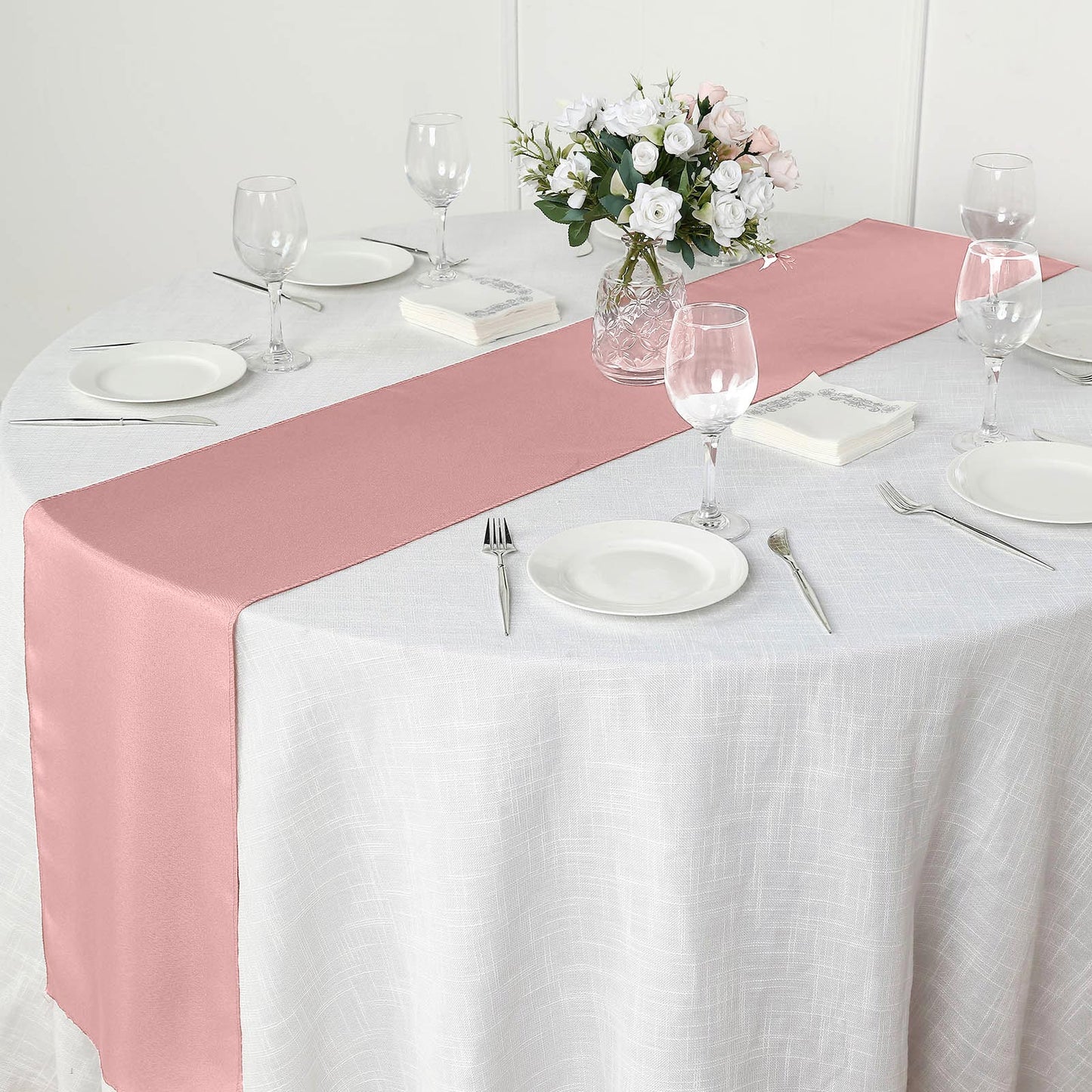 12"x108" Dusty Rose Polyester Table Runner