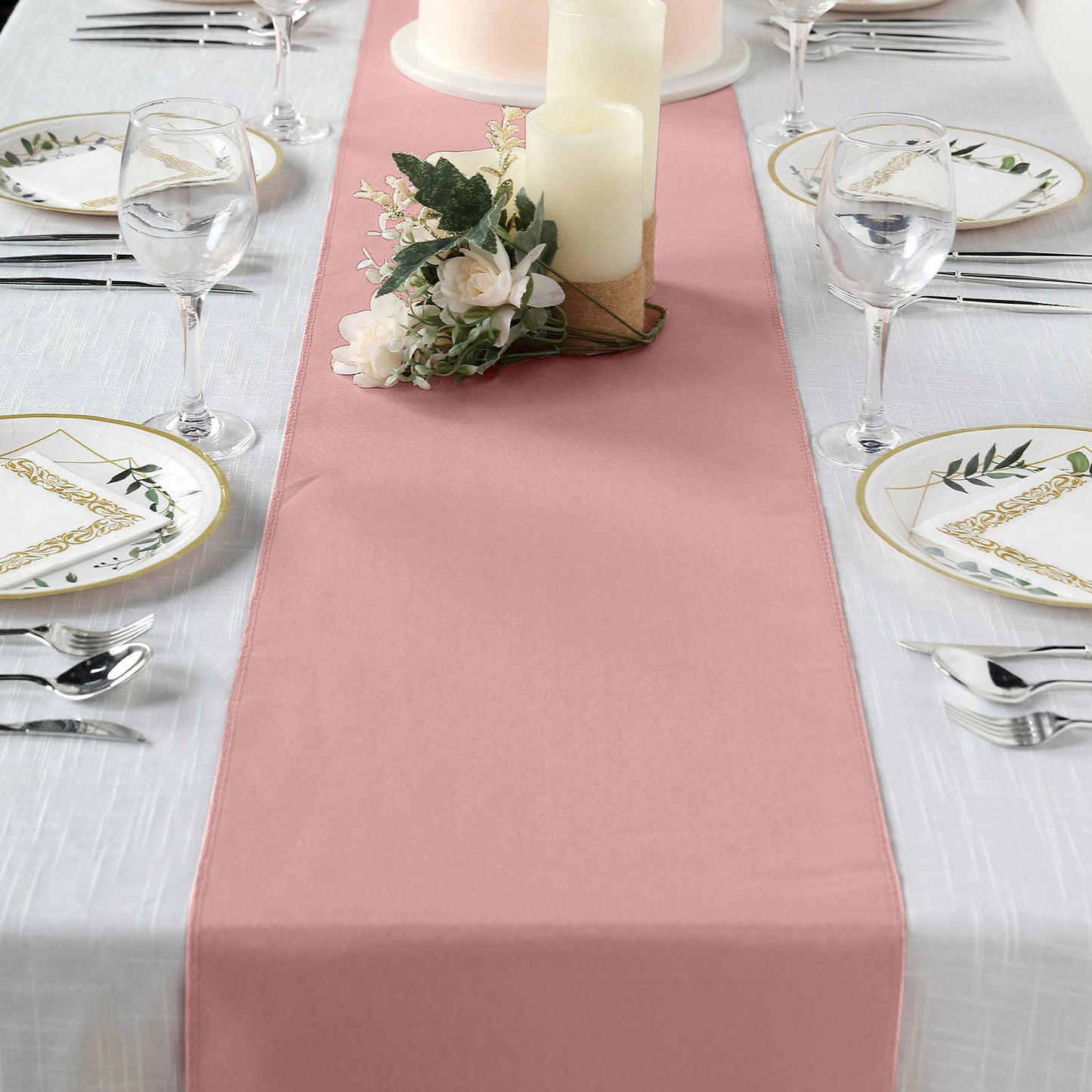 12"x108" Dusty Rose Polyester Table Runner