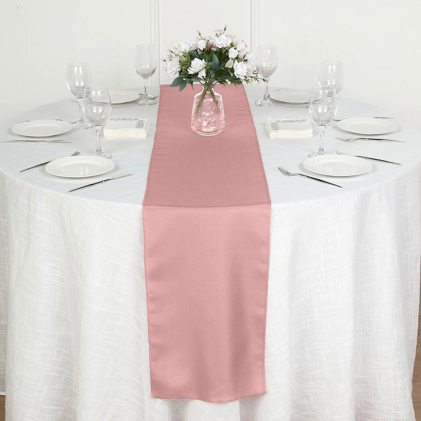 12"x108" Dusty Rose Polyester Table Runner