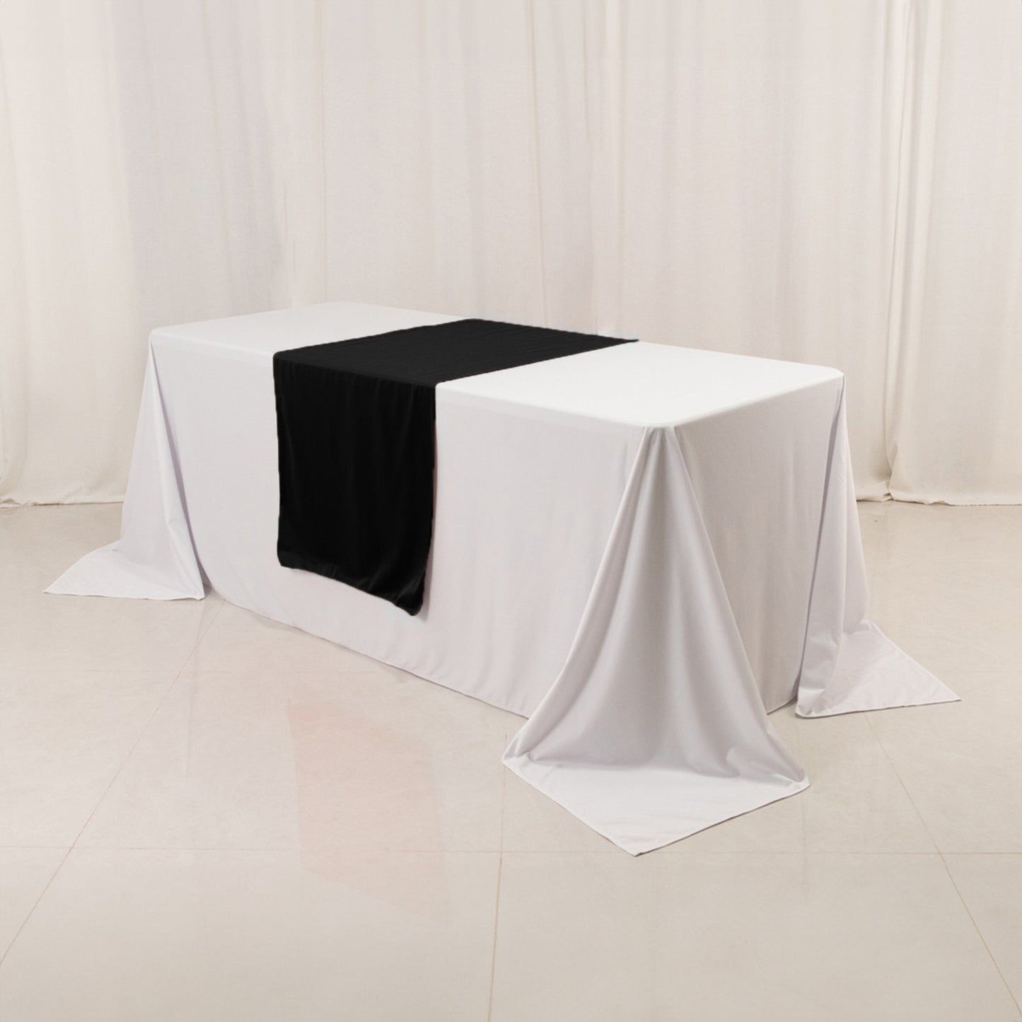24"x72" Black Wide Polyester Table Runner, Trade Show Table Runner