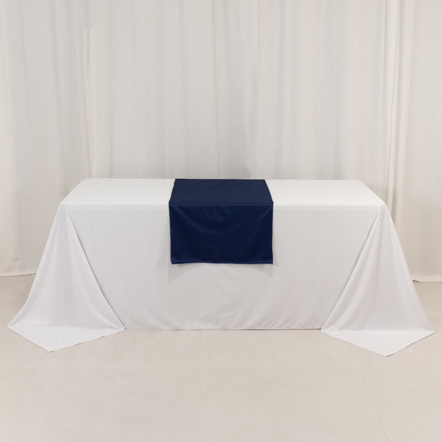 24"x72" Navy Blue Wide Polyester Table Runner, Trade Show Table Runner