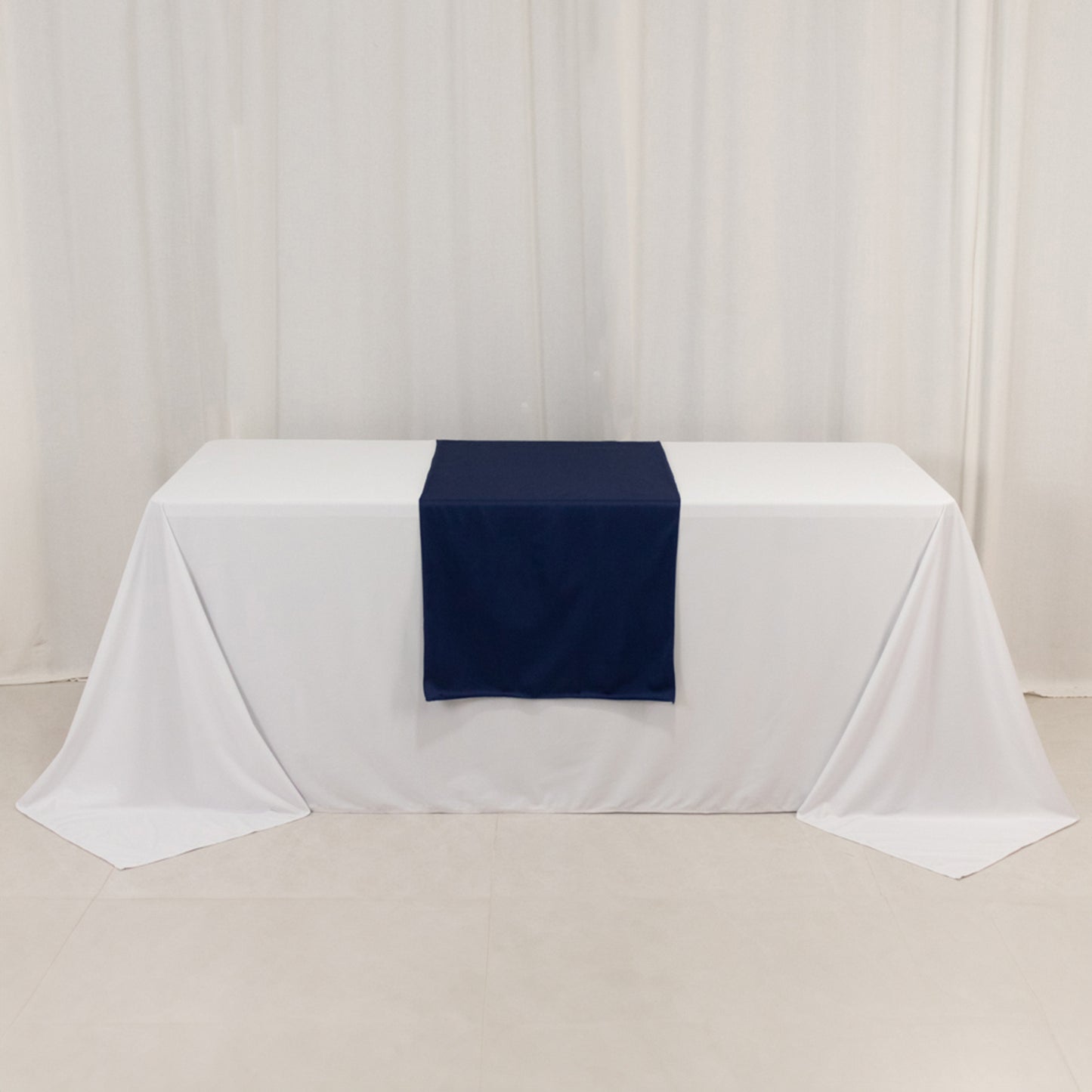 24"x72" Navy Blue Wide Polyester Table Runner, Trade Show Table Runner