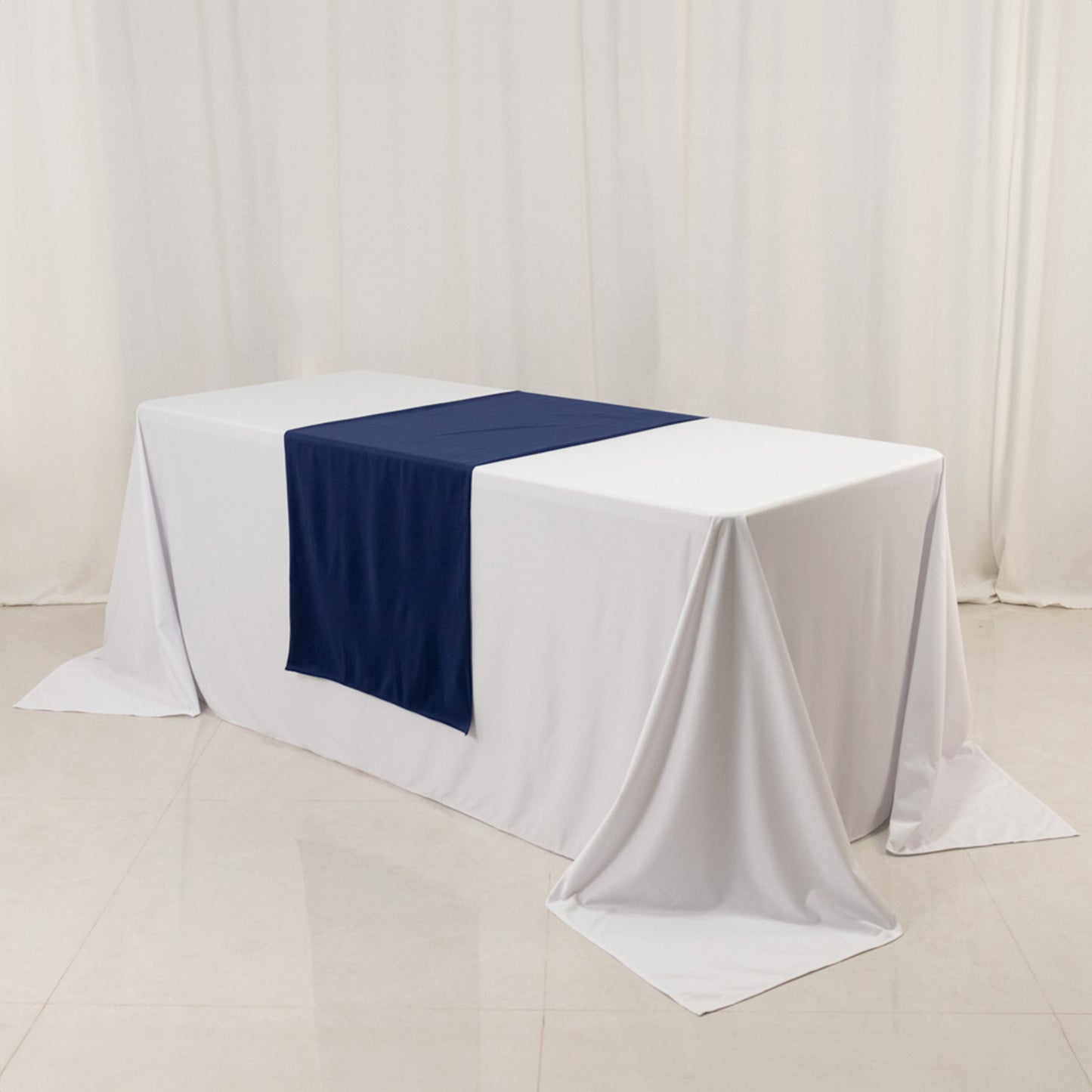 24"x72" Navy Blue Wide Polyester Table Runner, Trade Show Table Runner
