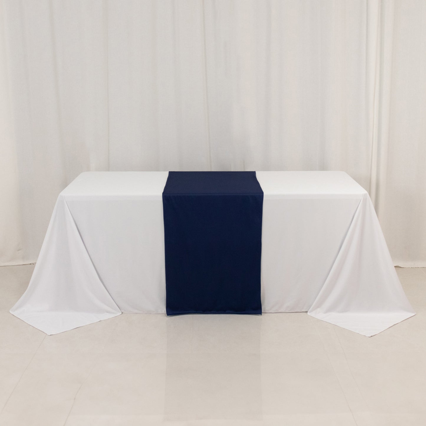 24"x72" Navy Blue Wide Polyester Table Runner, Trade Show Table Runner