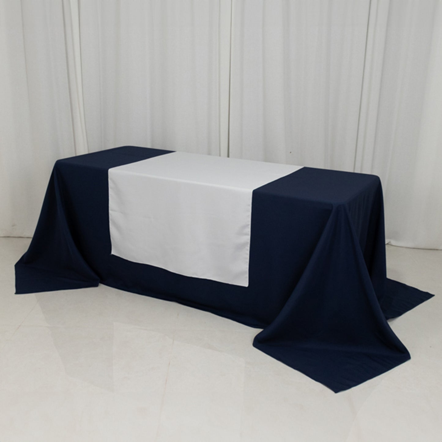 Wide Polyester 36"x72" Table Runner White - Durable Trade Show Table Linen