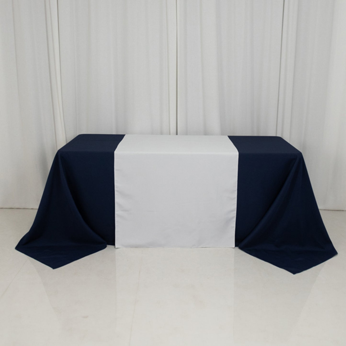 Wide Polyester 36"x72" Table Runner White - Durable Trade Show Table Linen