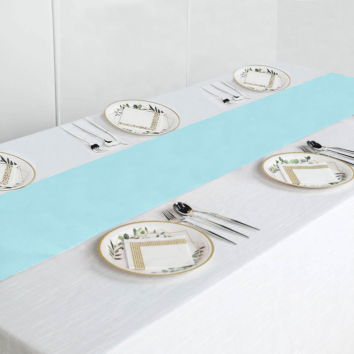 12"x108" Light Blue Polyester Table Runner