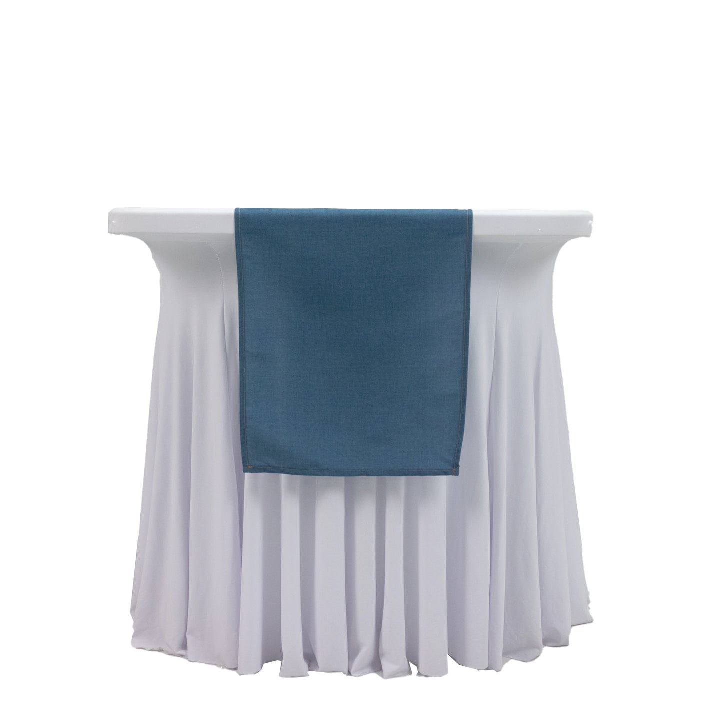 12"x108" Polyester Table Runner Denim Blue with Faux Denim Design, Wrinkle & Stain Resistant for Stylish Events