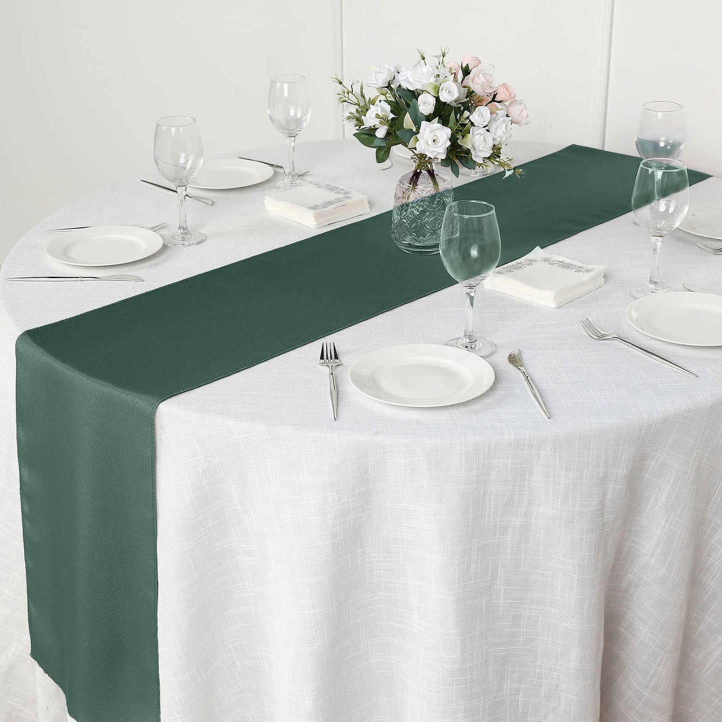 12"x108" Hunter Emerald Green Polyester Table Runner