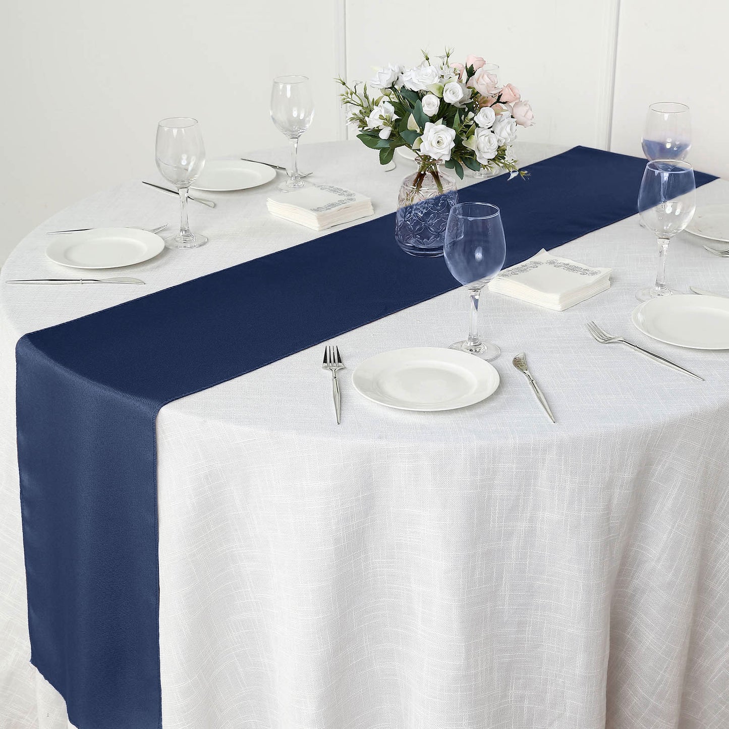 12"x108" Navy Blue Polyester Table Runner