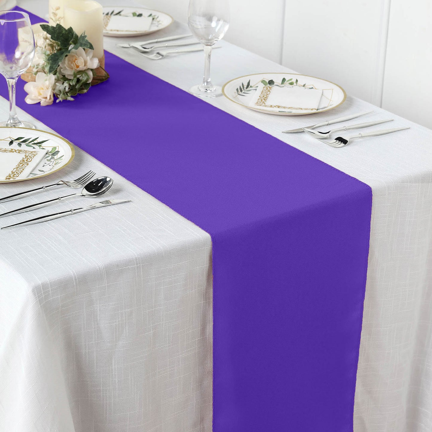 12"x108" Purple Polyester Table Runner