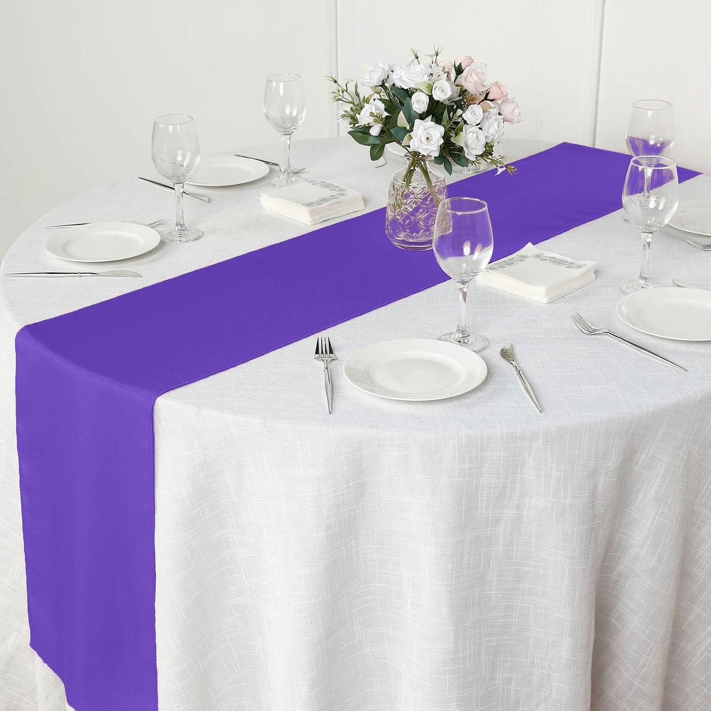 12"x108" Purple Polyester Table Runner