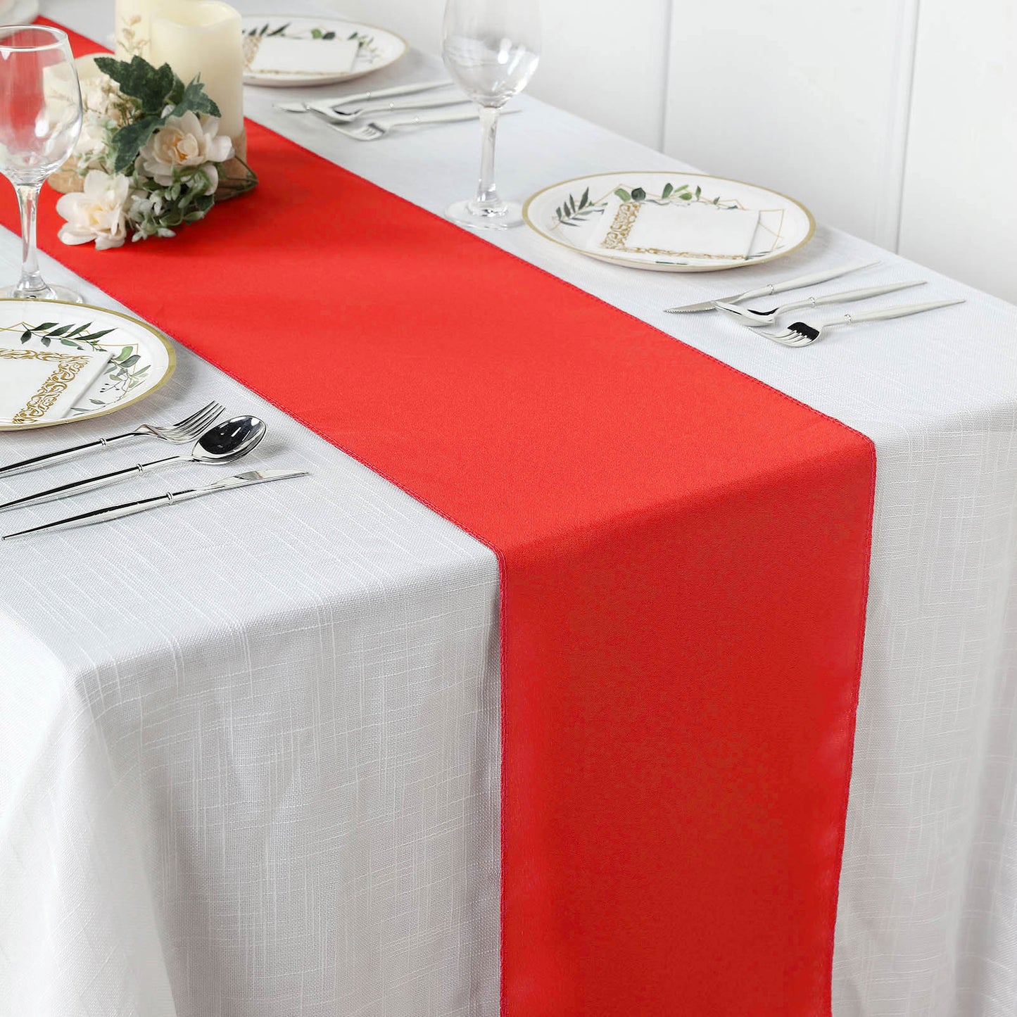 12"x108" Red Polyester Table Runner