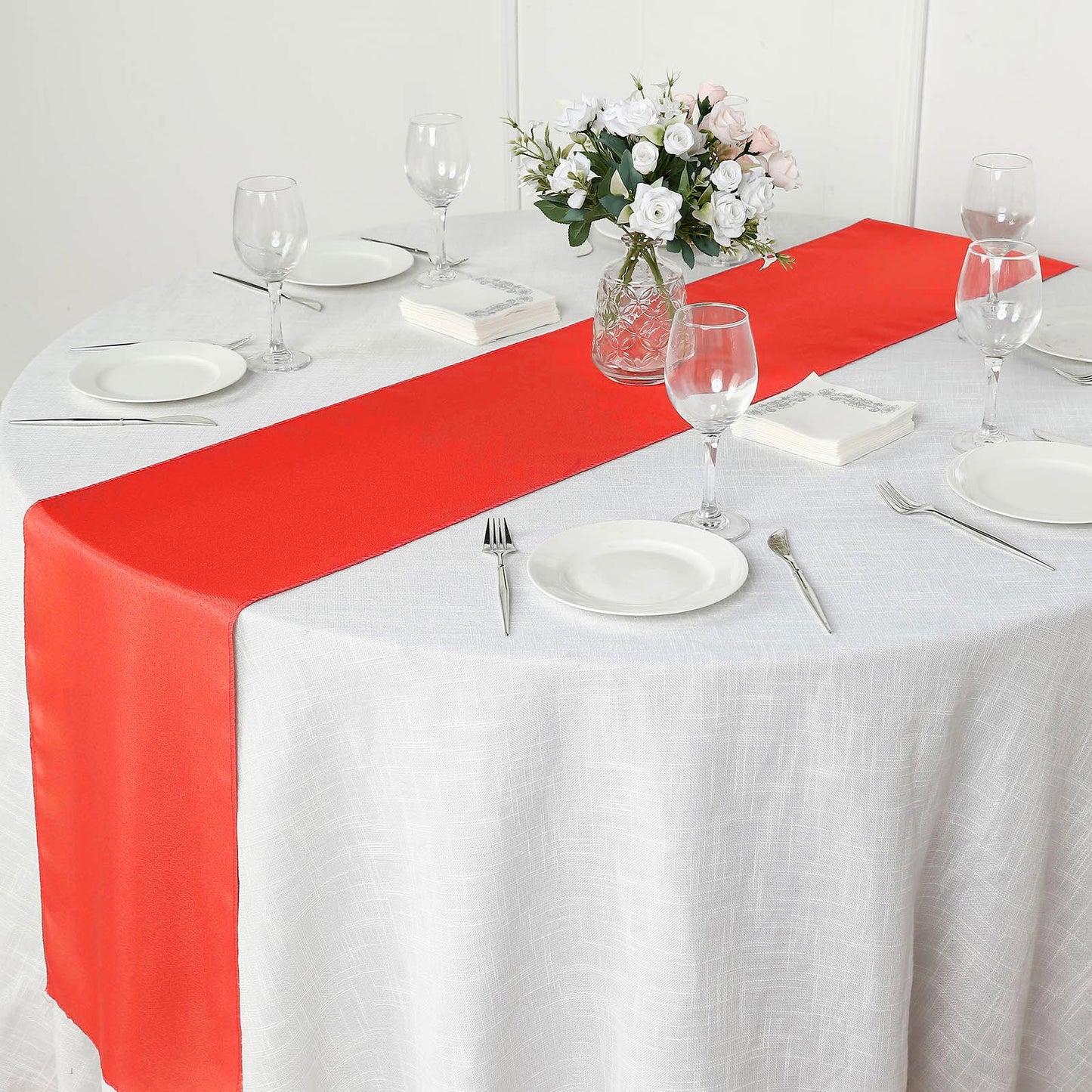 12"x108" Red Polyester Table Runner