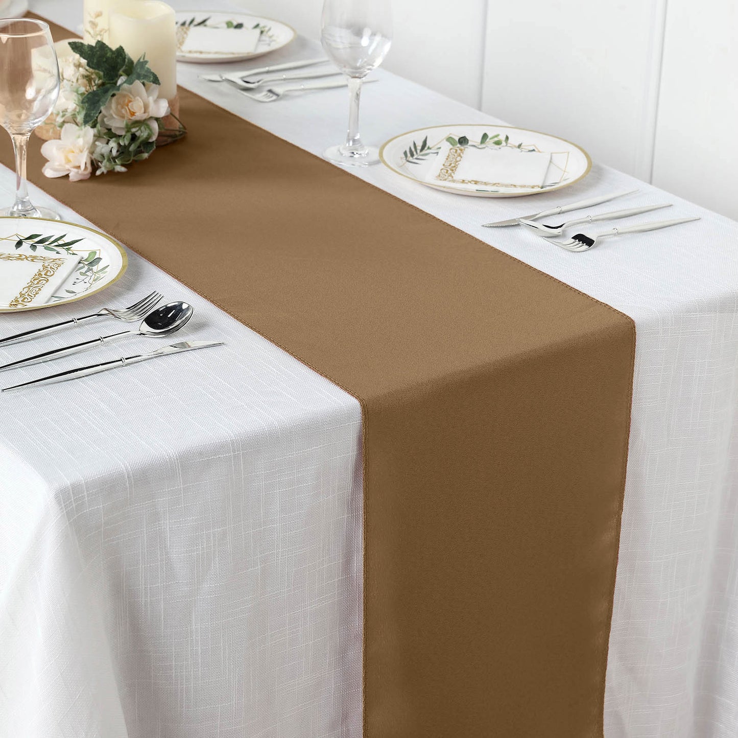 12"x108" Taupe Polyester Table Runner