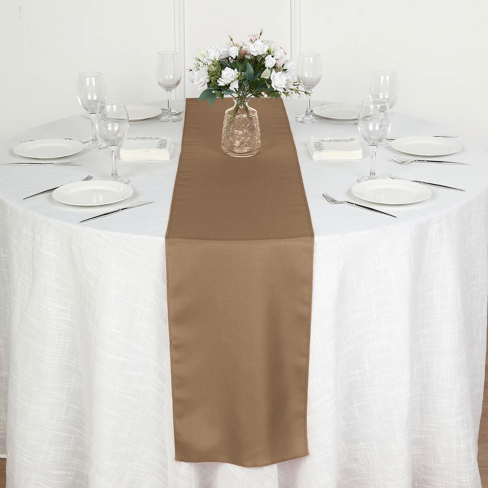 12x108 Case 12x108 Taupe Polyester Table Runner | TCFLinen