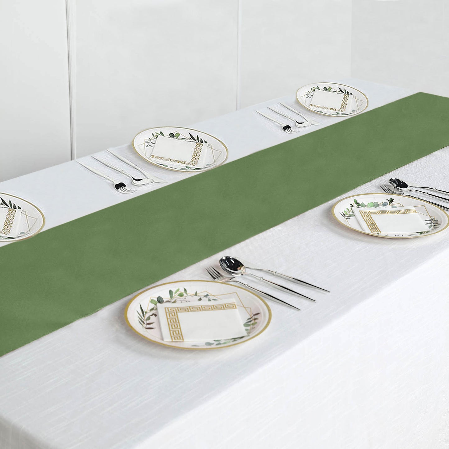 12"x108" Olive Green Polyester Table Runner