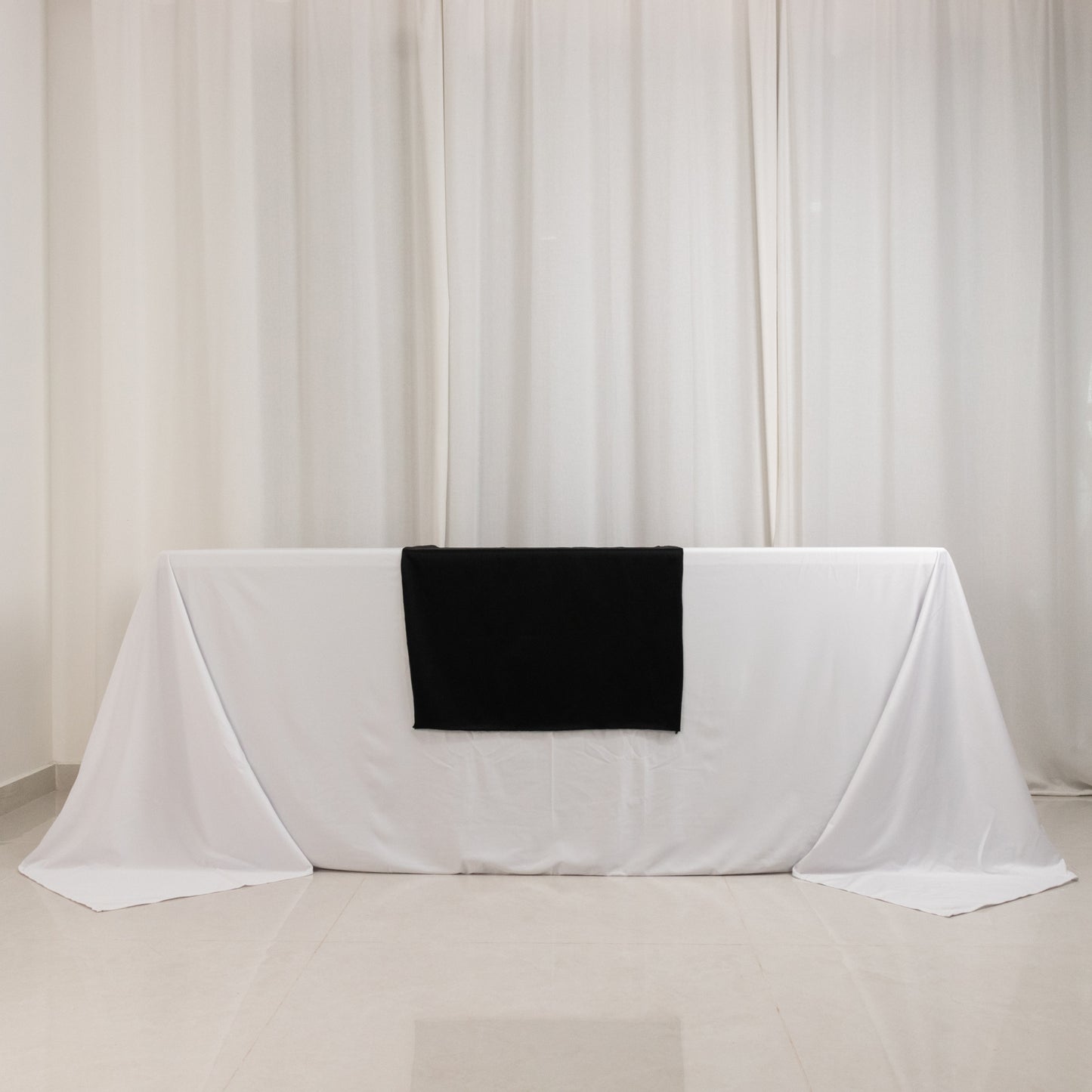 Black Wide Premium Polyester Table Runner, Printable Sublimation Blank Banner - 24"x72"